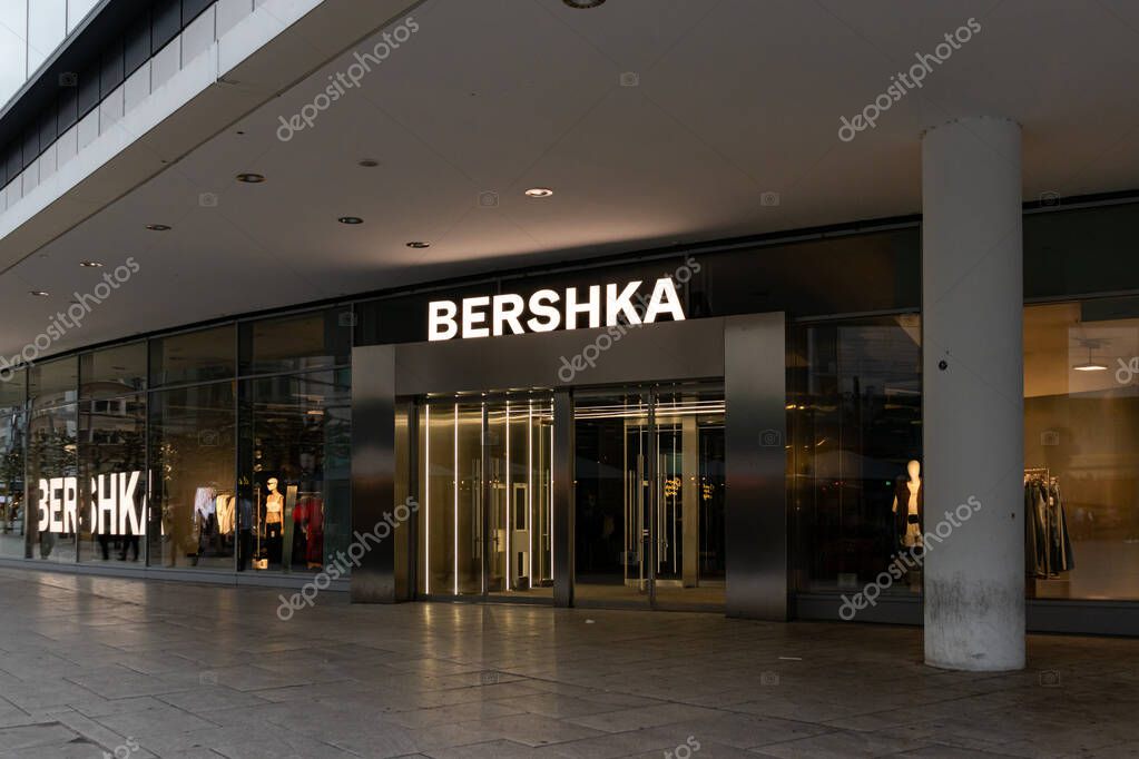 Frankfurt, Germany - April 18, 2025: Closed Bershka fashion store at MyZeil shopping mall in Frankfurt city center