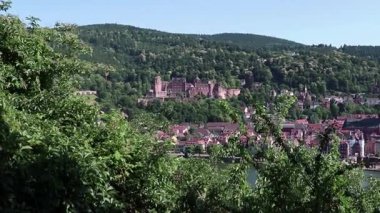 Heidelberg, Almanya... 20 Haziran 2025 Heidelberg Kalesi Heidelberg kasabasındaki Neckar Nehri 'nin karşısından yakınlaşıyor.