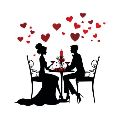 Valentine's Day Candlelit Table with Martini Glasses and Rose clipart