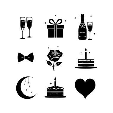 Minimalist Siyah-Beyaz Parti Simgesi