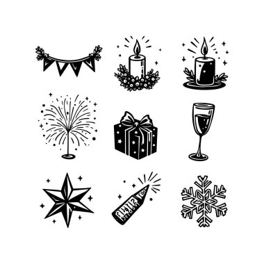 Minimalist Siyah-Beyaz Parti Simgesi