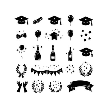 Minimalist Siyah-Beyaz Parti Simgesi