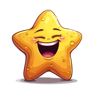 Joyful Cartoon Star Character with Wide Open Smile clipart