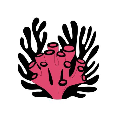 Vibrant Pink Coral Illustration Against a White Background clipart