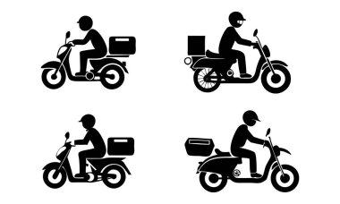 Motosiklet Teslimat İşçilerinin Dört Tarzlı Resimleri