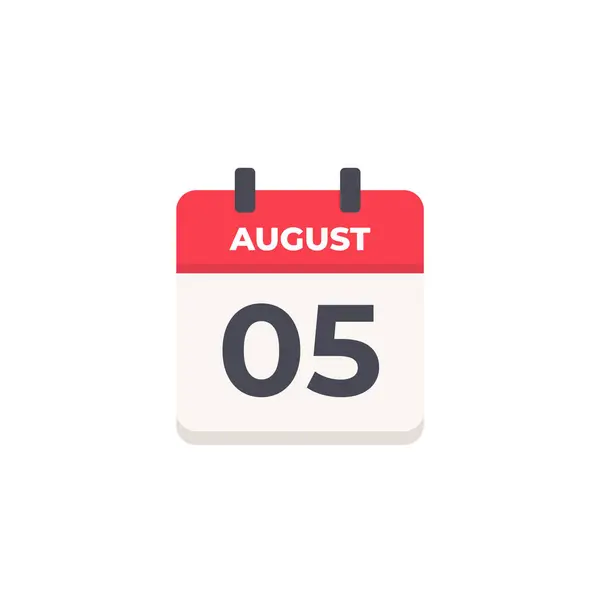 05 Ağustos - Düz Tasarımlı Günlük Takvim Simgesi