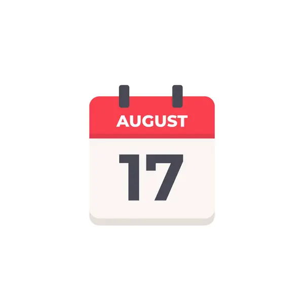 17 Ağustos - Düz tasarım tarzında Günlük Takvim Simgesi
