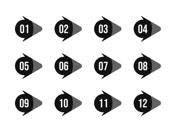 1 'den 12' ye kadar siyah renkli mermi var.