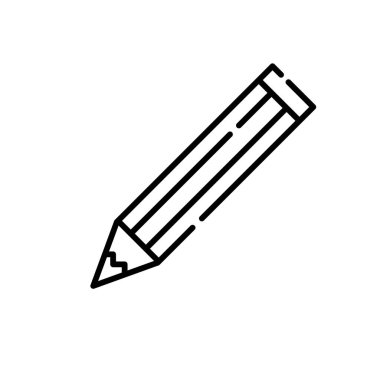 Kalem simgesi vektörü. İnce çizgi işareti. İzole edilmiş kontür sembolü gösterimi