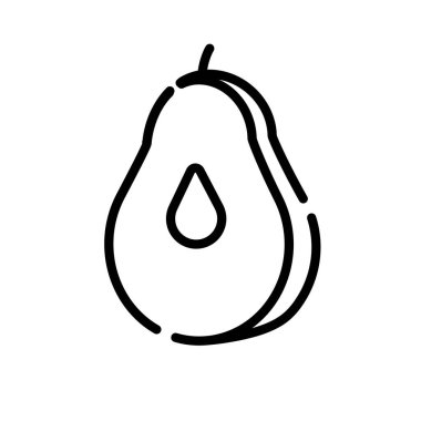 avokado meyve vektörü ince çizgi simgesi