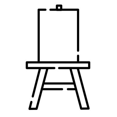 Tuvalden yapılmış resim sehpası. Beyaz arkaplanda izole edilmiş web tasarımı için boya fırçası vektör simgesinin özet çizimi.