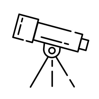 Teleskop ikon vektörü. İnce çizgi işareti. izole edilmiş sınır sembolü çizimi
