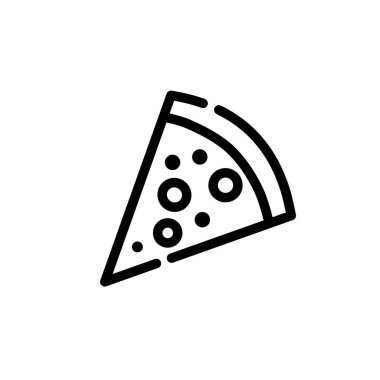 Pizza simgesi, ince çizgi izole edilmiş, vektör illüstrasyonu, web tasarımı, doğrusal anahat