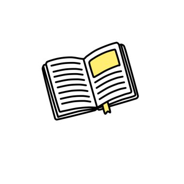 Kalem vektör illüstrasyon tasarımı içeren kitap