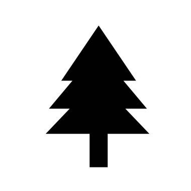 Beyaz arkaplanda çam ağacı simgesi, vektör illüstrasyonu