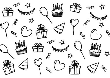 Parti simgelerinin el çizimi çizilmiş vektör çizimi