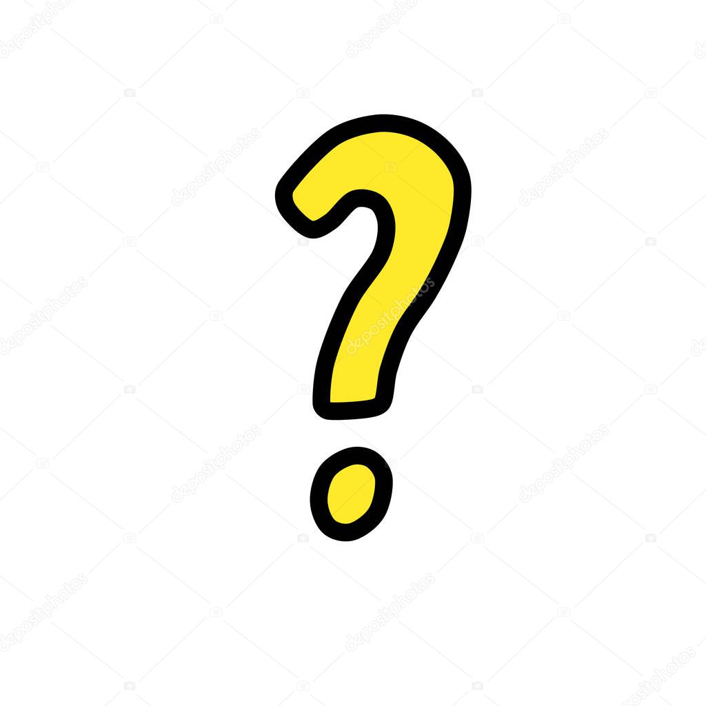 Question mark icon, vector illustration yellow colour