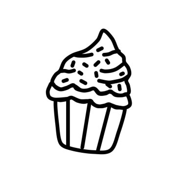 cupcake vektörü ince çizgi simgesi