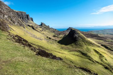 Quiraing, İskoçya, Skye Adası 'nın güzel manzarası