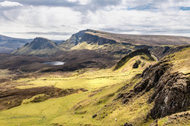 Quiraing, İskoçya, Skye Adası 'nın güzel manzarası