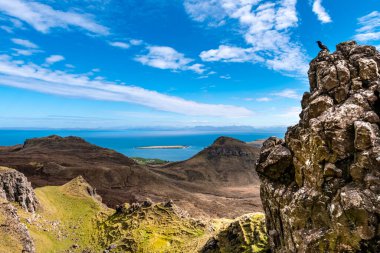 Quiraing, İskoçya, Skye Adası 'nın güzel manzarası