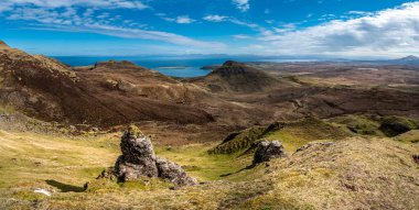 Quiraing, İskoçya, Skye Adası 'nın güzel manzarası