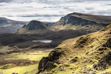 Quiraing, İskoçya, Skye Adası 'nın güzel manzarası