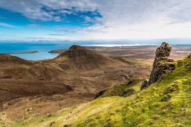 Quiraing, İskoçya, Skye Adası 'nın güzel manzarası