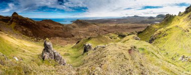 Quiraing, İskoçya, Skye Adası 'nın güzel manzarası