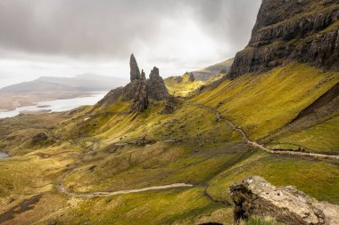 Storr 'un Yaşlı Adamı manzara, İskoçya, Skye Adası