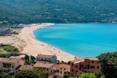 Plage du Sagnone ile manzara, Korsika adası, Fransa