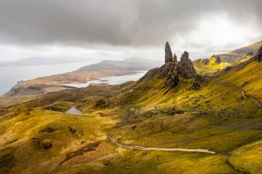 Storr 'un Yaşlı Adamı manzara, İskoçya, Skye Adası