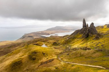 Storr 'un Yaşlı Adamı manzara, İskoçya, Skye Adası