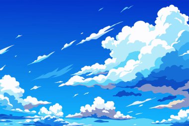 Anime Style Cloudy Sky 'ın canlandırması. Anime gökyüzü, bulut, arkaplan