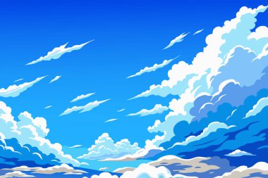 Anime Style Cloudy Sky 'ın canlandırması. Anime gökyüzü, bulut, arkaplan