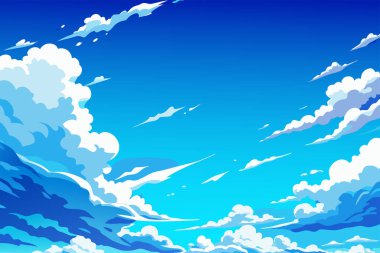 Anime Style Cloudy Sky 'ın canlandırması. Anime gökyüzü, bulut, arkaplan