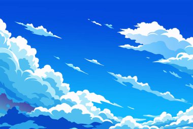 Anime Style Cloudy Sky 'ın canlandırması. Anime gökyüzü, bulut, arkaplan