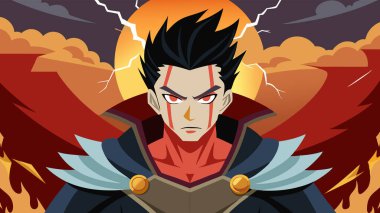 Powerful Anime Fighter Charging Energy with Electrifying Aura in Dynamic Pose clipart