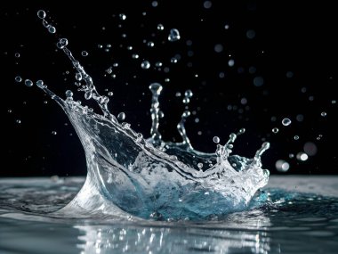 Siyah Arkaplanda Yüzen Temiz Su Damlası