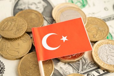 Para ve banknot üzerinde Türkiye bayrağı, ticari yatırım yatırım para birimi finansmanı.