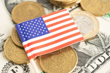 ABD para ve banknot üzerinde bayrak, finansman ticari yatırım para birimi.