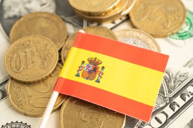 Para ve banknot üzerinde İspanya bayrağı, finansman ticareti yatırım para birimi.