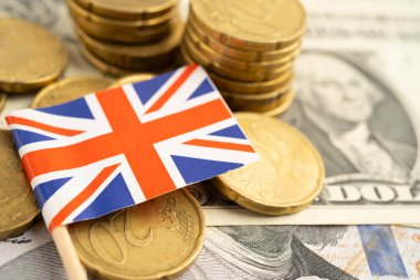 Para ve banknot üzerinde Birleşik Krallık bayrağı, finans ticari yatırım para birimi.