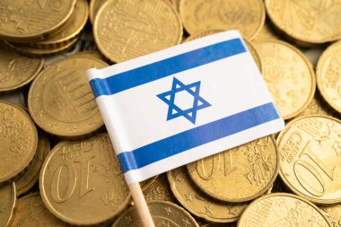 Para ve banknot üzerinde İsrail bayrağı, finansman ticareti yatırım para birimi.