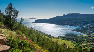 Beautiful view of the bay of Cassis, France clipart