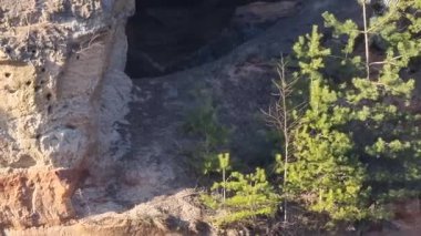 Sigulda İblis Mağarası, Gauja Nehri, Gauja Ulusal Parkı. Yüksek kalite 4k görüntü