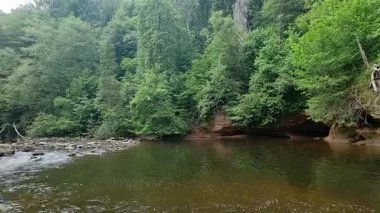 Amata kayalık nehri, güneşli bir yaz günü. Yüksek kalite 4k görüntü