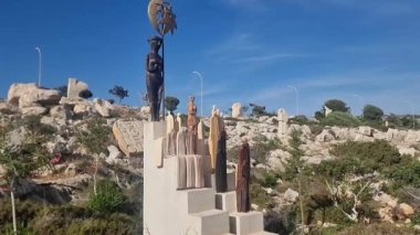 Kıbrıs, aja napa, uluslararası taş heykel parkı. Yüksek kalite 4k görüntü