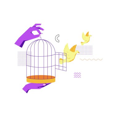 Kuşla kuş. Düz biçimdeki vektör illüstrasyonu