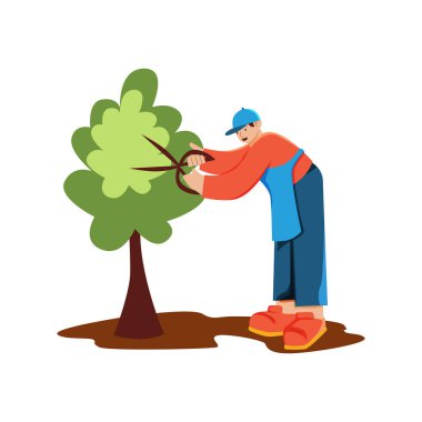 İnsanlı ağaç ve kürek vektör tasarımı
